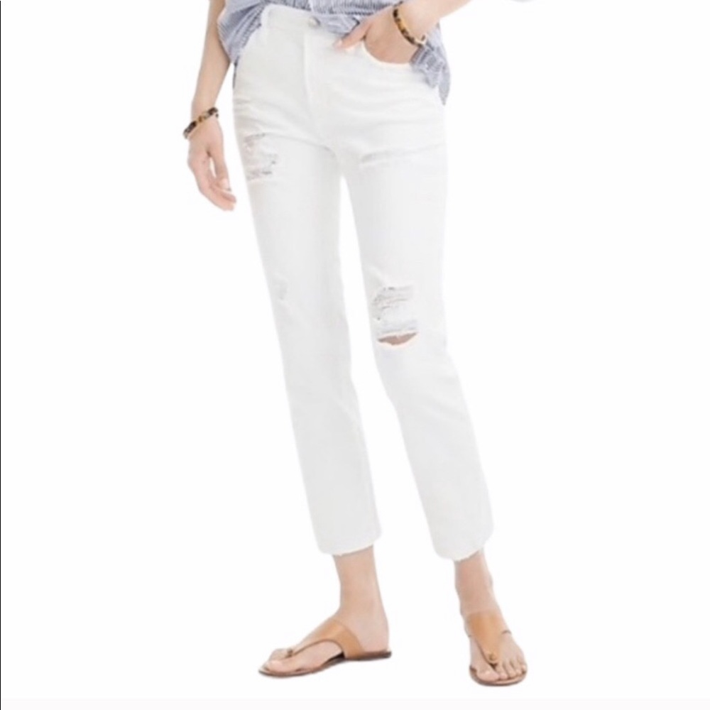 J Crew White Distressed Matchstick Jeans